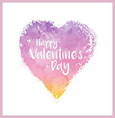 Beautiful, romantic watercolor heart for valentine's day greeting card