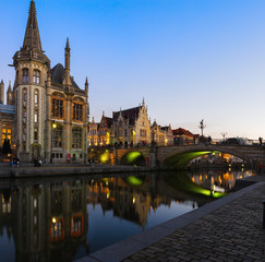 Graslei  in historical centre of Ghent, Belgium.