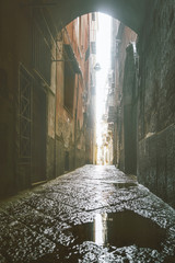 NAPLES, ITALY - January 15, 2018 : Street view of old town in Naples city, Italy