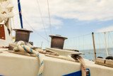 Yacht capstan on sailing boat during cruise