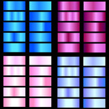 Fuchsia, blue, pink gradient. Collection of colorful gradients with glossy metal texture for design of covers, banners, posters and other creative projects.