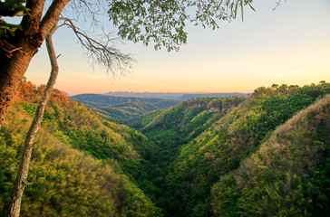 Mountain valley and tree at sunset : Nam Nao, Phetchabun, Thailand