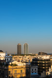 Aerial view of Barcelona at dusk