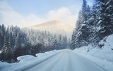 road in the snowy mountains