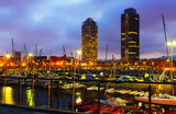 Evening view of new seaside of Barcelona
