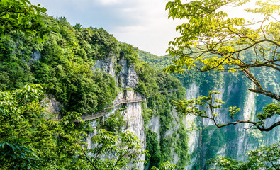 The cliff walk path on the Tianmen shan