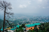 Panorama of the city of Dharamsala from the mountain. India