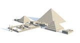 Egypt buildings and statues isolated on white background 3d Illustration