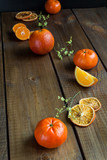 Ripe citrus fruits - oranges and tangerinnes.