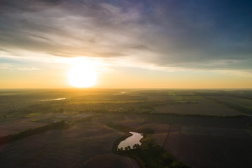 Aerial view of a field cut into different parts. Natural ornament