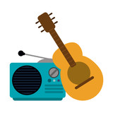 Acoustic guitar and old radio