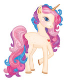 Vector cute unicorn cartoon.