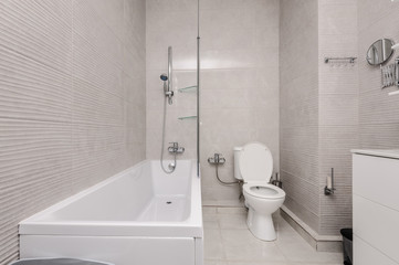 Modern white and kight beige bathroom