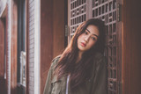 Portrait of thai adult beautiful girl relax and smile
