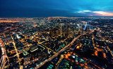 Aerial view of Downtown Los Angeles at twilight