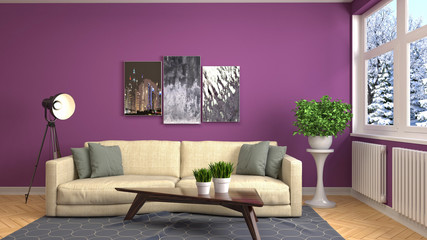 Interior of the living room. 3D illustration