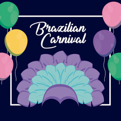 carnival rio janeiro card with feathers hat