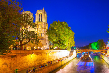 Quay of Seine and Notre Dame de Paris