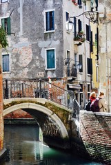 sunny day view of famous canal in venice italy