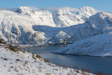 Winterlandschaft auf den Lofoten, Norwegen