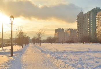 Alley at winter.