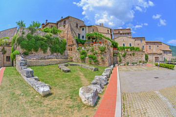 Spello (Perugia), the awesome medieval town in Umbria region, central Italy, during the floral competition after the famous Spello's intfiorate.