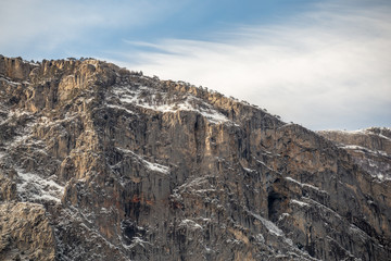 Range of Crimean mountains with snow, beautiful minimalistic nature landscape