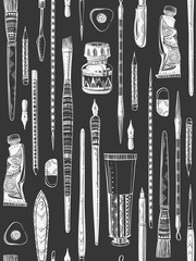 seamless texture with drawing supplies