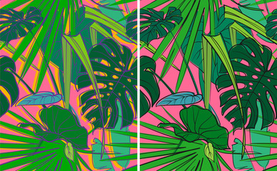 set of bright tropical textures