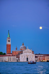 San Giorgio Maggiore Church with full moon. Venice, Italy