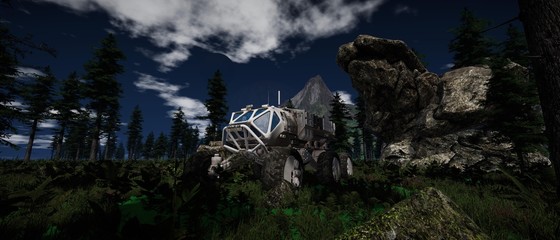 Extremely detailed and realistic high resolution 3d illustration of an Earth Like Exoplanet Landscape in Outer Space