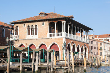 Rialto Market, San Polo, Grand Canal, Venice, Veneto, Italy early morning