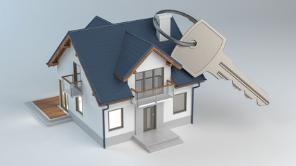 House and key, 3d illustration