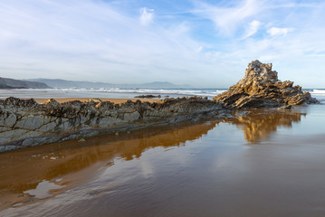 Rock at Atxabiribil beach in Sopelana, Vizcaya, Spain
