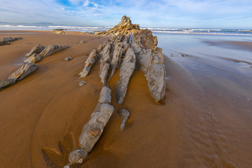 Rock at Atxabiribil beach in Sopelana, Vizcaya, Spain