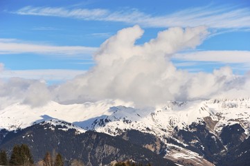 Winter scenery with clouds 