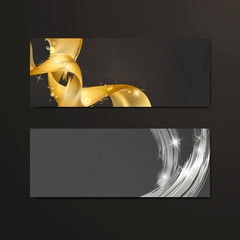 Metallic wave abstract background set