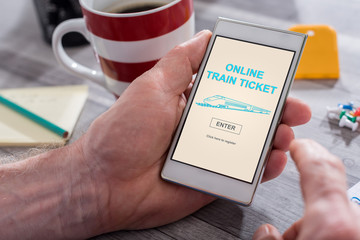 Online train ticket concept on a smartphone