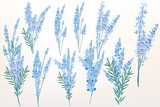 Big spring set of lavender flowers for design
