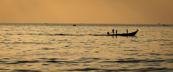 beach boat silhouette