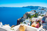 Santorini Greece luxury island with volcano and amazing sunsets