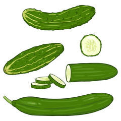 Vector Set of Cartoon Cucumbers