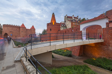 The barbican of Warsaw, ancient city walls, Poland