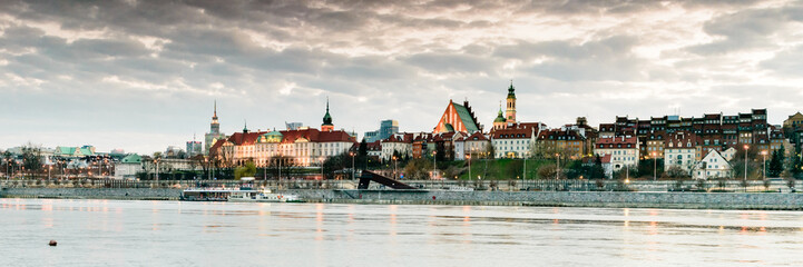 Warsaw panorama from Praga quartier in first day of spring. 