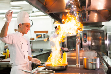 the work of the cook in the kitchen of the restaurant.