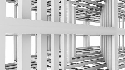 Abstract background of three-dimensional rectangular lines. 3d render