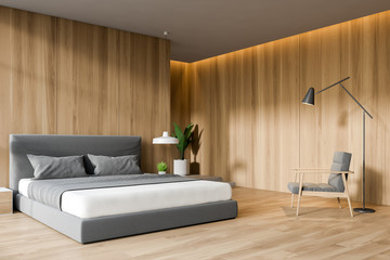wooden bedroom interior.