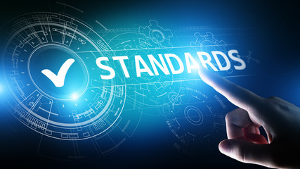 Standard. Quality control. ISO certification, assurance and guarantee. Internet business technology concept.
