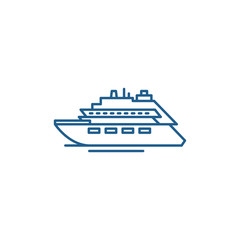 Luxury yacht line concept icon. Luxury yacht flat  vector website sign, outline symbol, illustration.