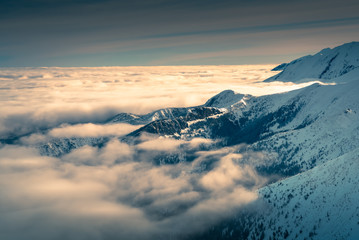 Clouds over the Tatra mountain peaks.